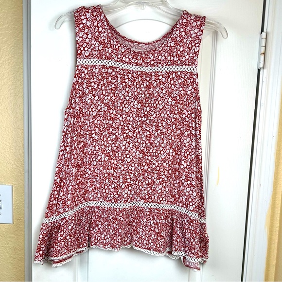 Anthropologie Maeve Floral High Neck Semi Crop Tank Top Size M - Picture 3 of 7
